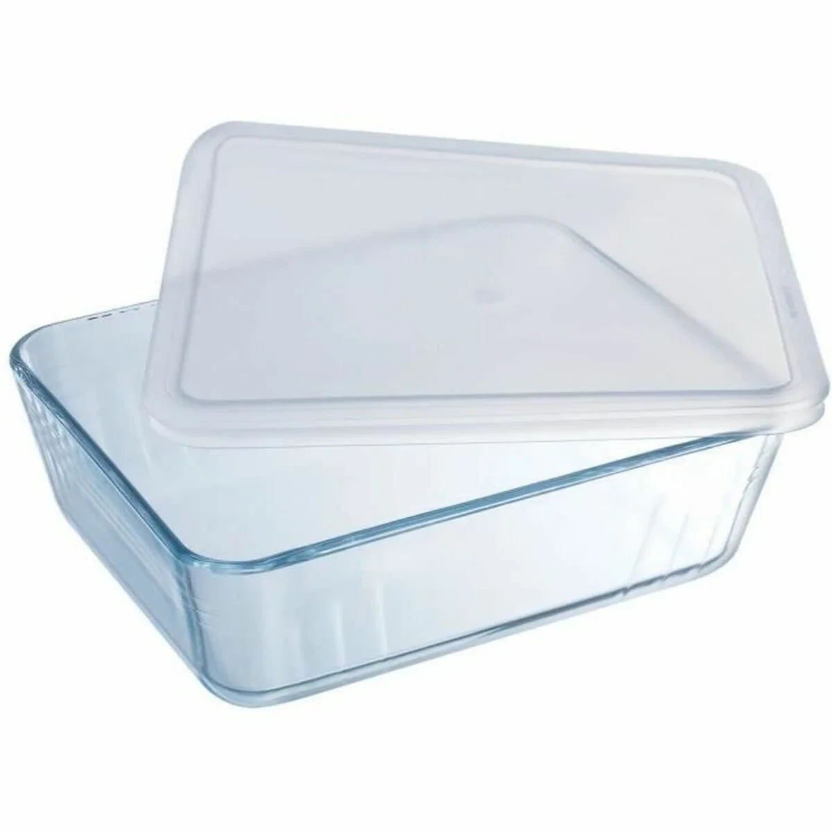 Recipiente Conservador de Alimentos Pyrex Blanco Negro Transparente Clear Rectangular