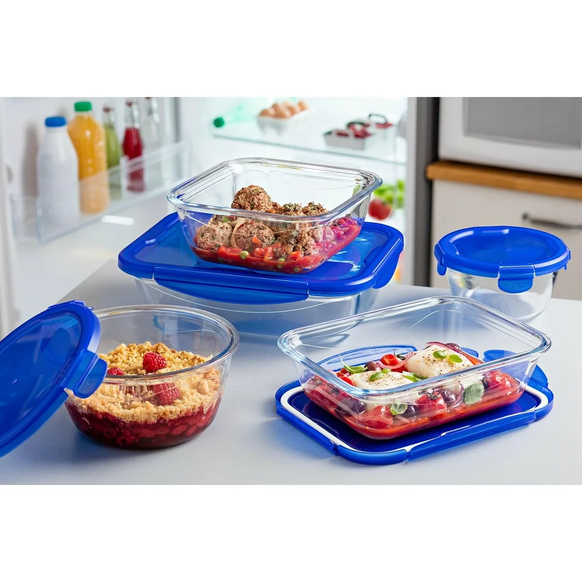 Recipiente Conservador de Alimentos Pyrex Azul Transparente 800 ml (2 Unidades)