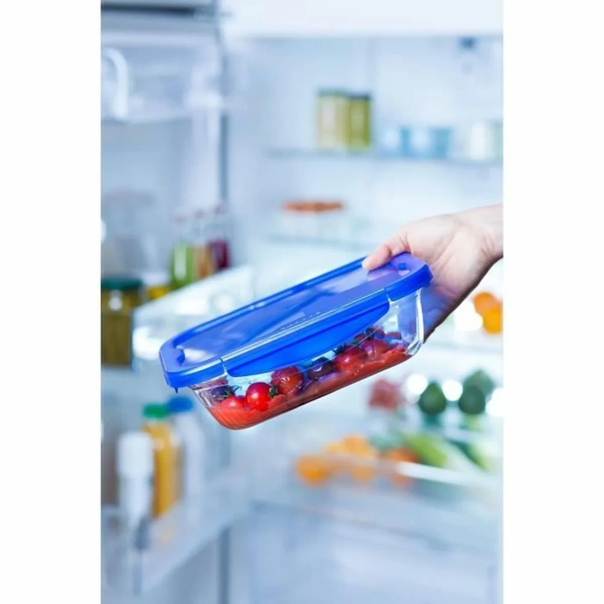 Recipiente Conservador de Alimentos Pyrex Azul Transparente Rectangular 800 ml