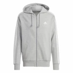 Sudadera con Capucha Hombre Adidas 3S Ft Fz Hd Gris