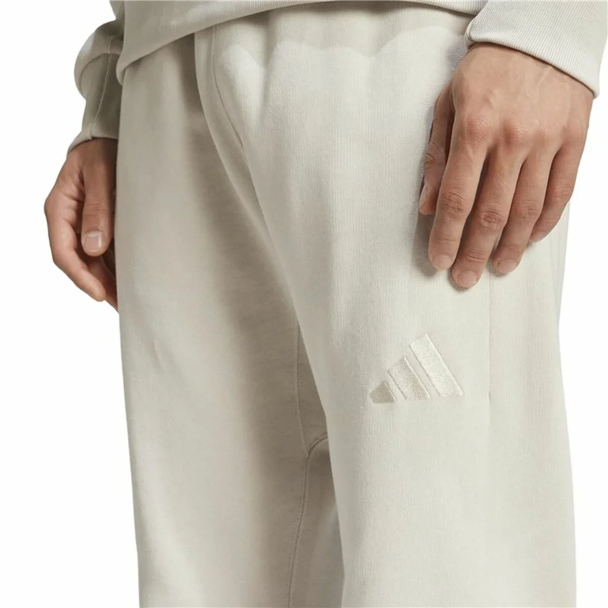 Pantalón Largo Deportivo Adidas All Szn French Terry Regular Tapered Blanco Beige Hombre