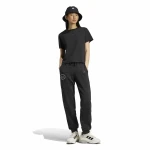 Pantalón Largo Deportivo Adidas Signature Graphic Print Fleece Loose Negro Mujer