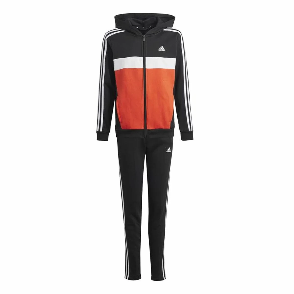 Chándal Mujer Adidas Tiberio 3-Stripes Colorblock Fleece Negro Rojo