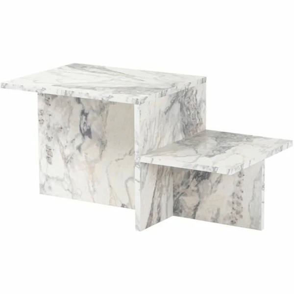 Mesa de Centro Harmony Blanco Gris 80 x 40 x 40 cm Mármol