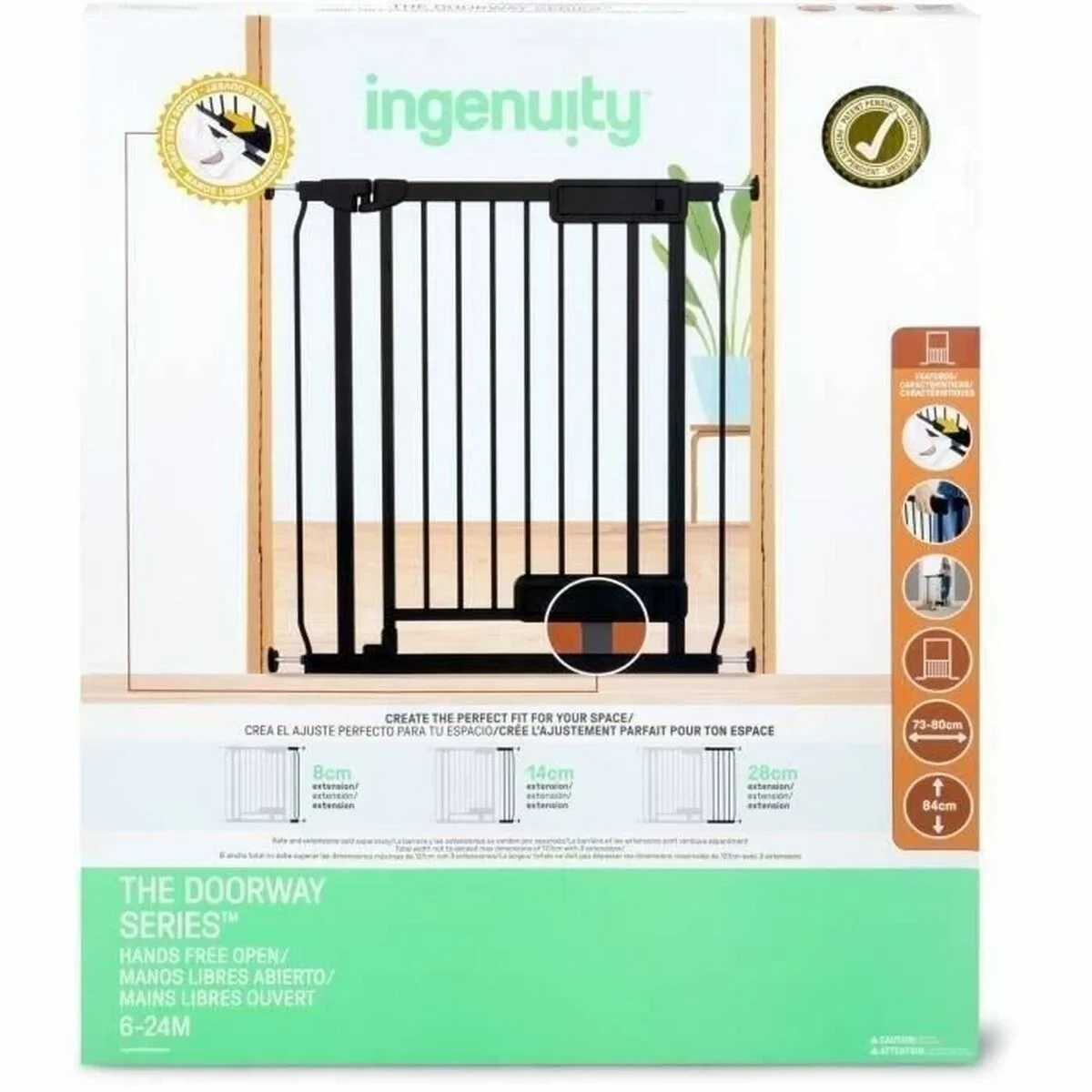 Barrera de seguridad Ingenuity Negro 73-80 cm