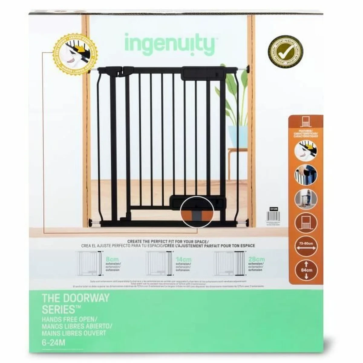 Barrera de seguridad Ingenuity Negro 73-80 cm