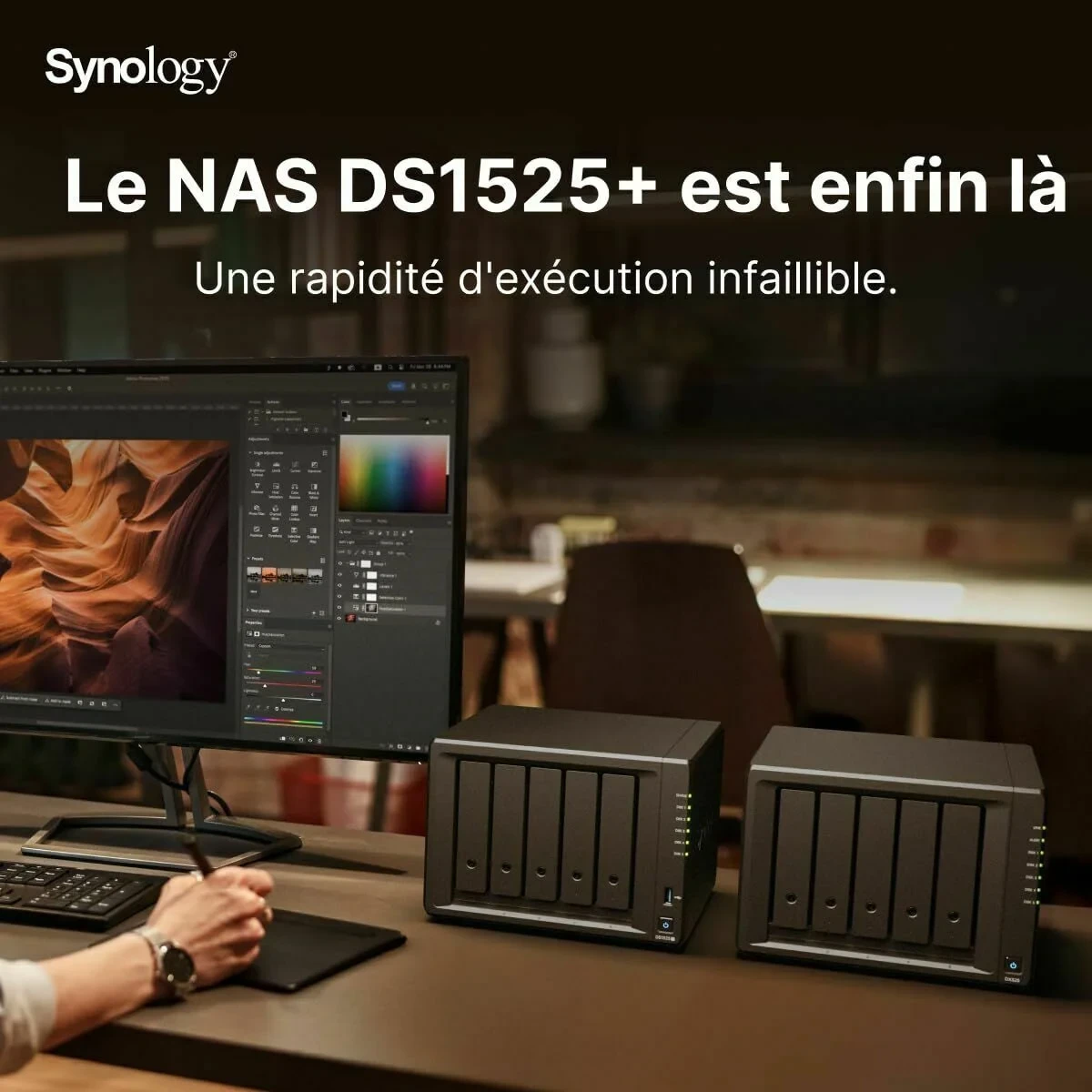Almacenamiento en Red NAS Synology DS1525+ Negro AMD Ryzen V1500B