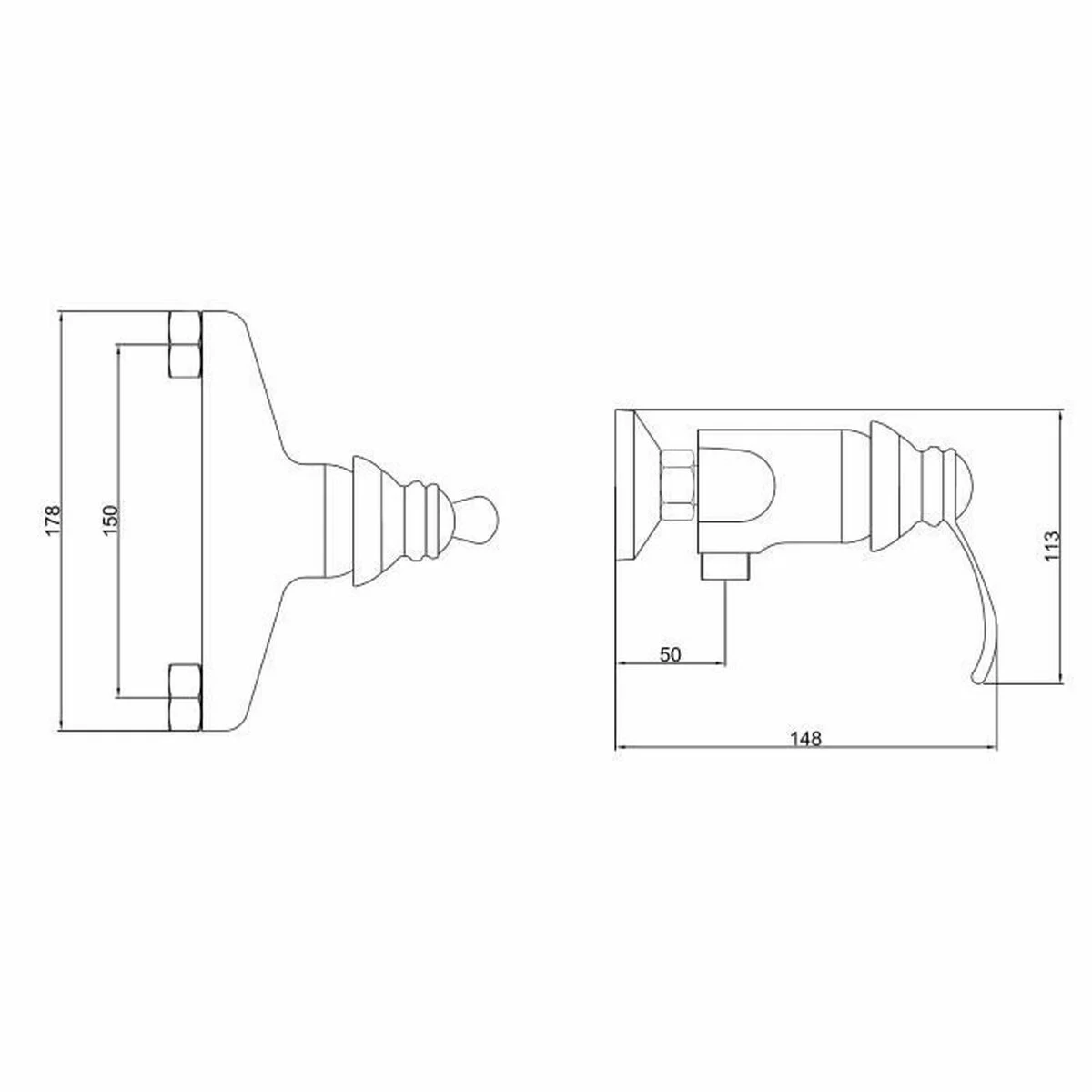 Grifo Monomando Rousseau Byron Gris Chrome Metal Latón 15 cm Ducha