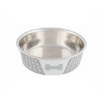 Comedero para Mascotas Trixie Azul Blanco Gris Silicona Acero Inoxidable 1,4 L
