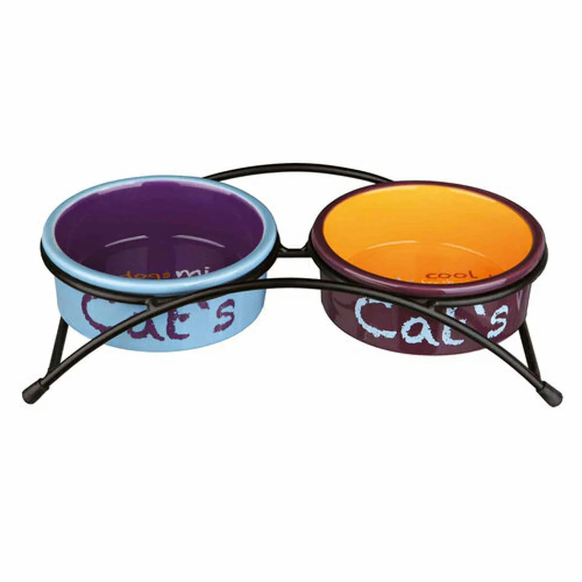 Comedero para Gato Trixie Eat on Feet Naranja Azul claro Lila Cerámica Hierro Ø 12 cm (2 Unidades)
