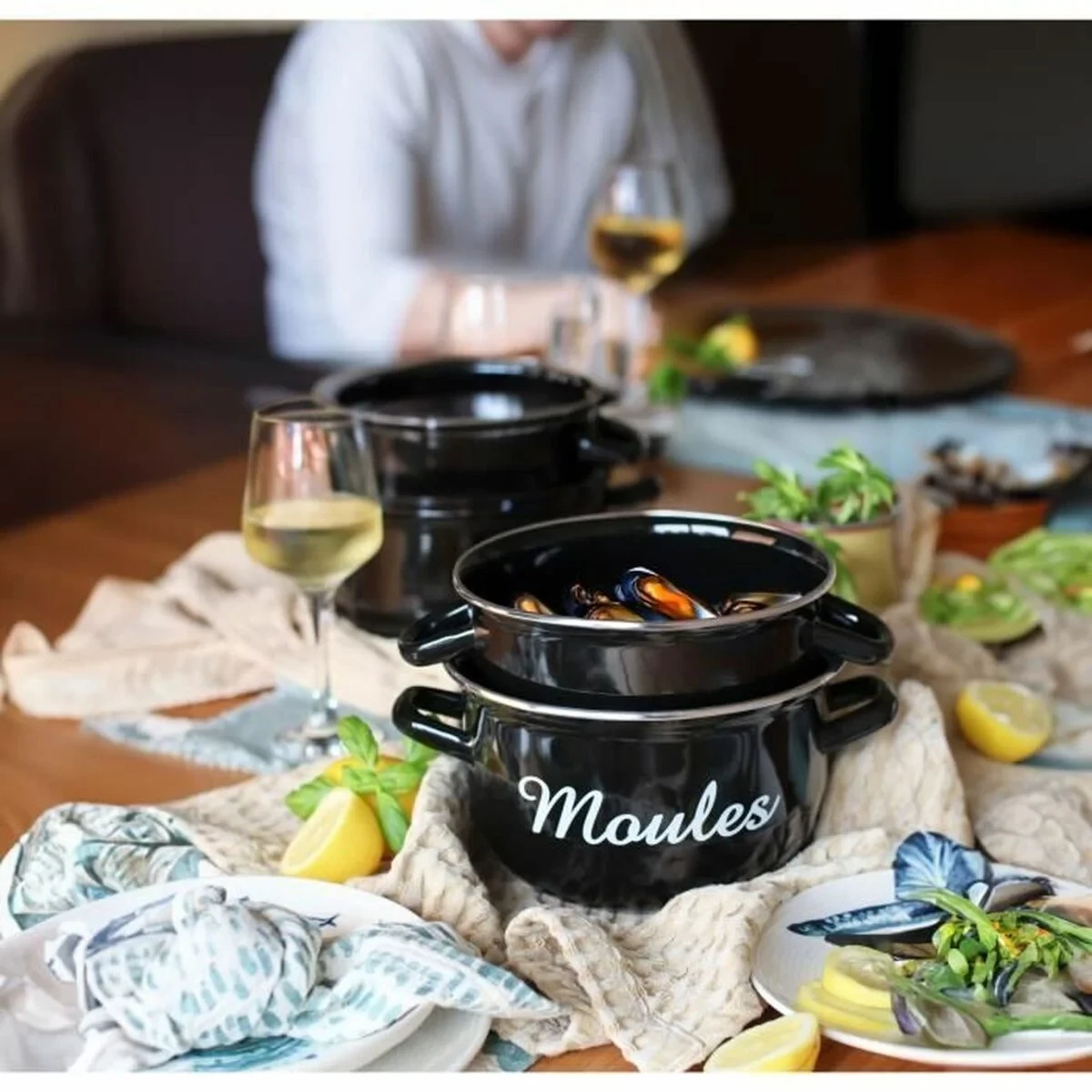 Olla Menastyl Negro Acero esmaltado vitrificado