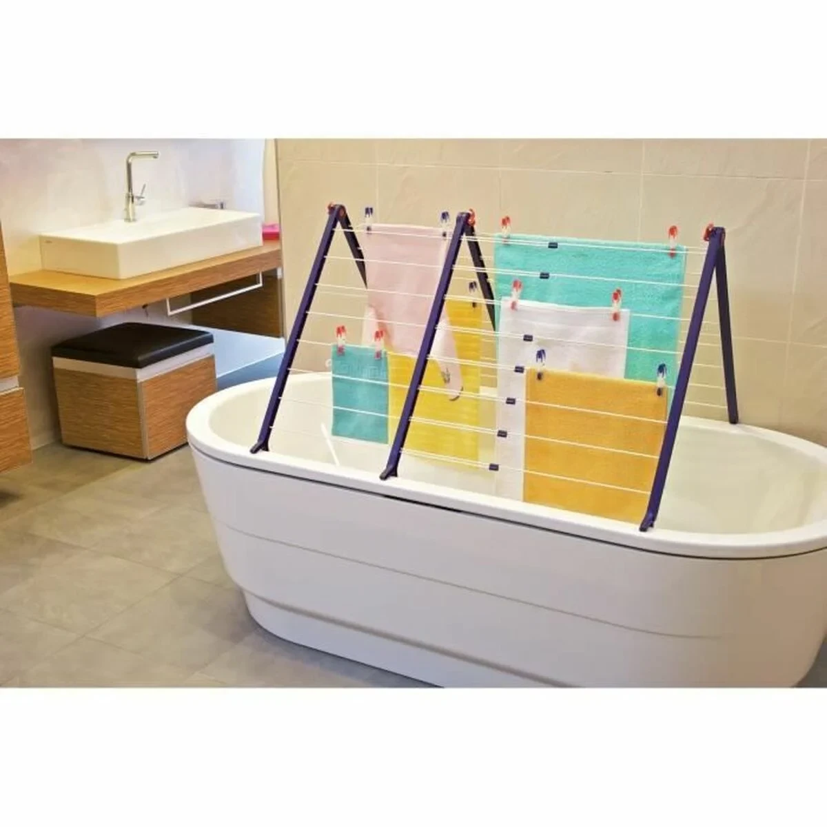 Tendedero Leifheit Bathtub Dryer Pegasus V 133 x 66,5 cm Azul Blanco Metal