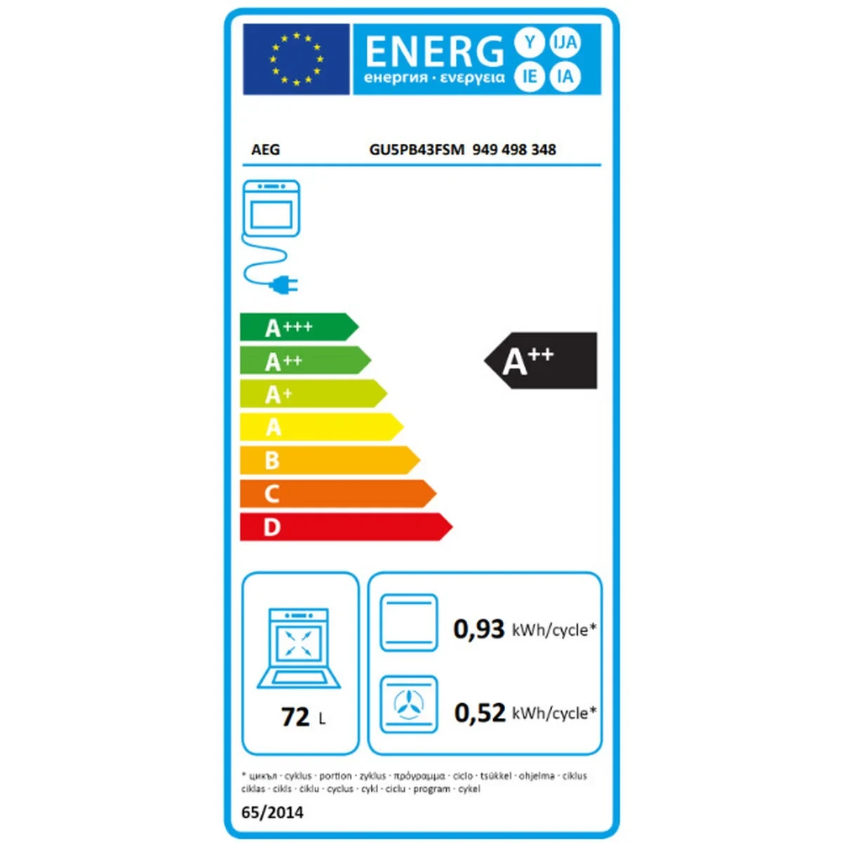 Horno Pirolítico AEG GU5PB43FSM 72 L