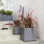 Maceta Deroma Gris 25 cm Plástico Cuadrada Cubo Ø 25 cm