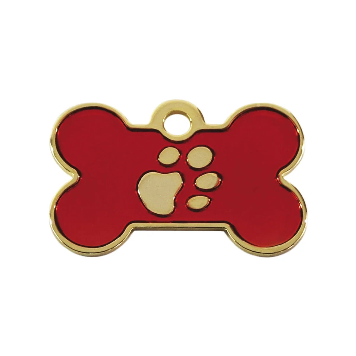 Placa identificativa para collar Imarc Bone Rojo Dorado