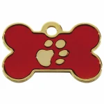 Placa identificativa para collar Imarc Bone Rojo Dorado