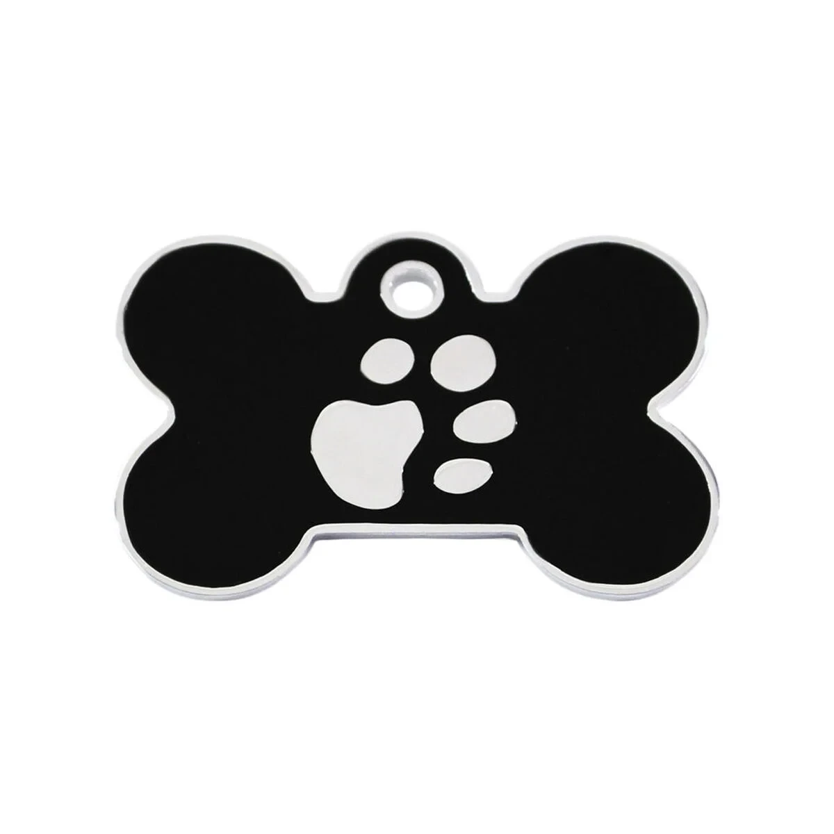 Placa identificativa para collar Imarc Bone Negro Plata