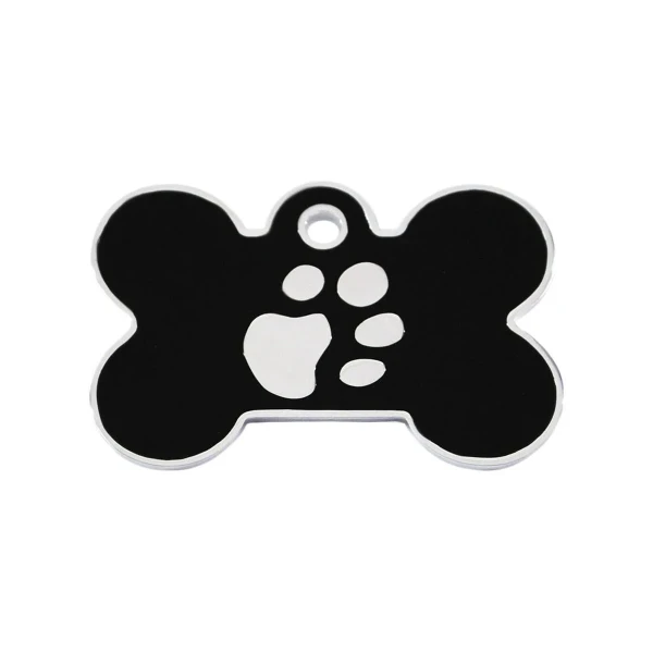 Placa identificativa para collar Imarc Bone Negro Plata