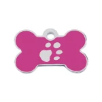 Placa identificativa para collar Imarc Bone Rosa Plata