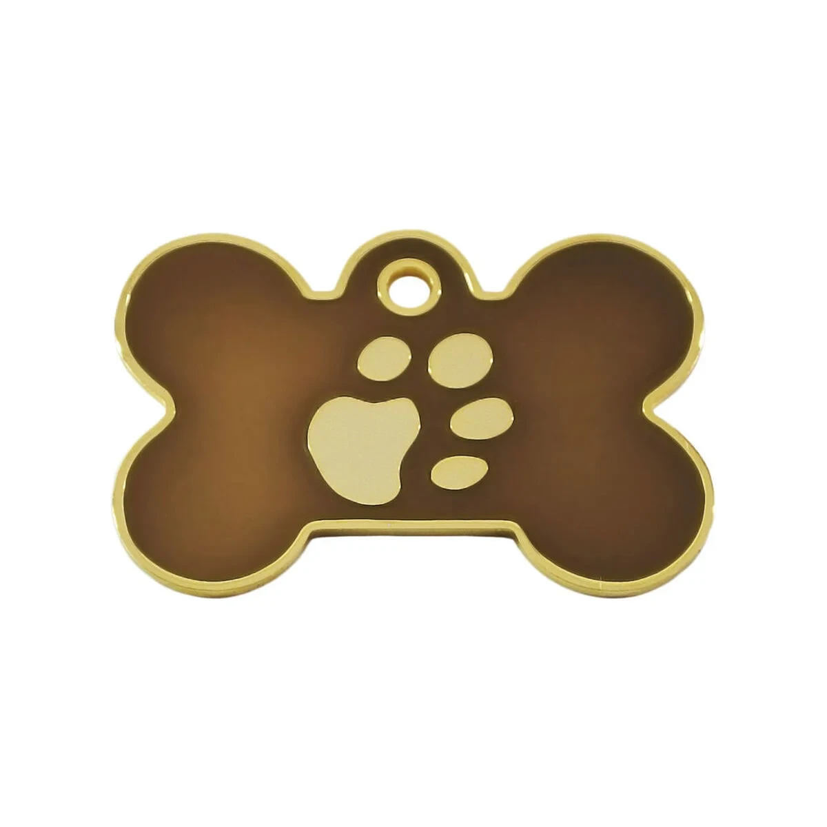 Placa identificativa para collar Imarc Bone Marrón Dorado