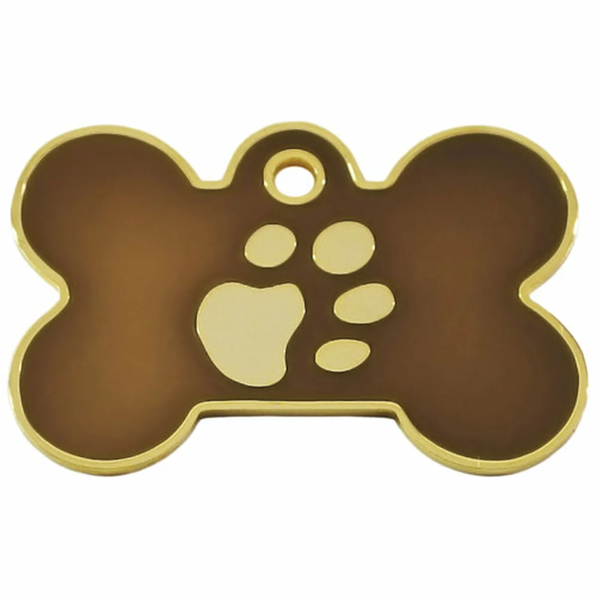 Placa identificativa para collar Imarc Bone Marrón Dorado