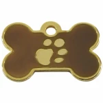 Placa identificativa para collar Imarc Bone Marrón Dorado