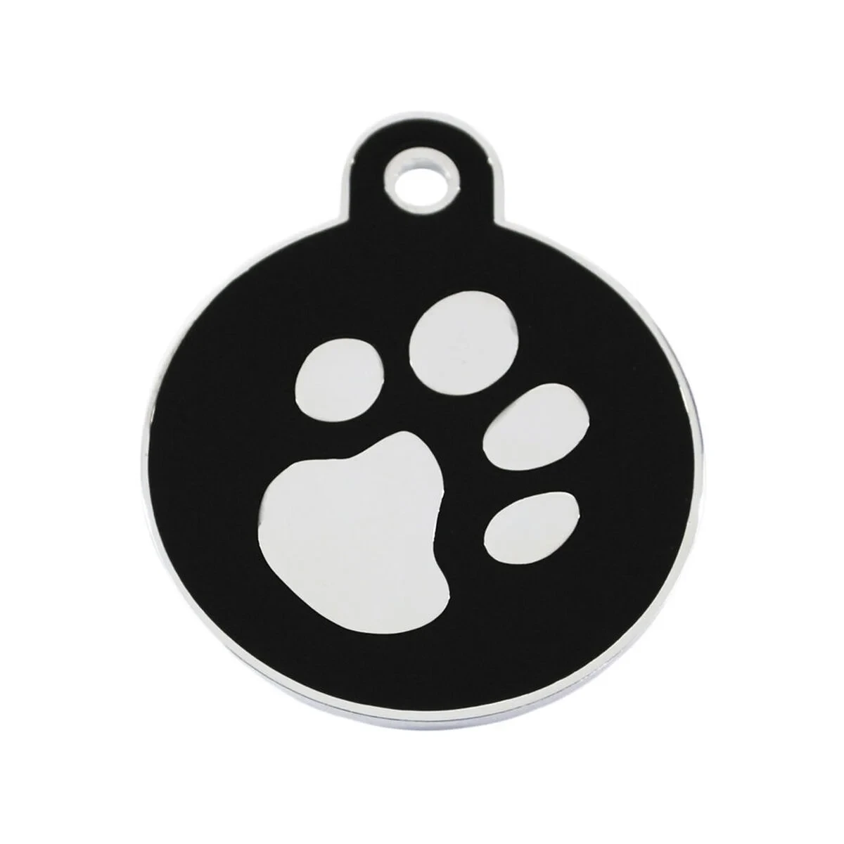 Placa identificativa para collar Imarc Circle Negro Plateado