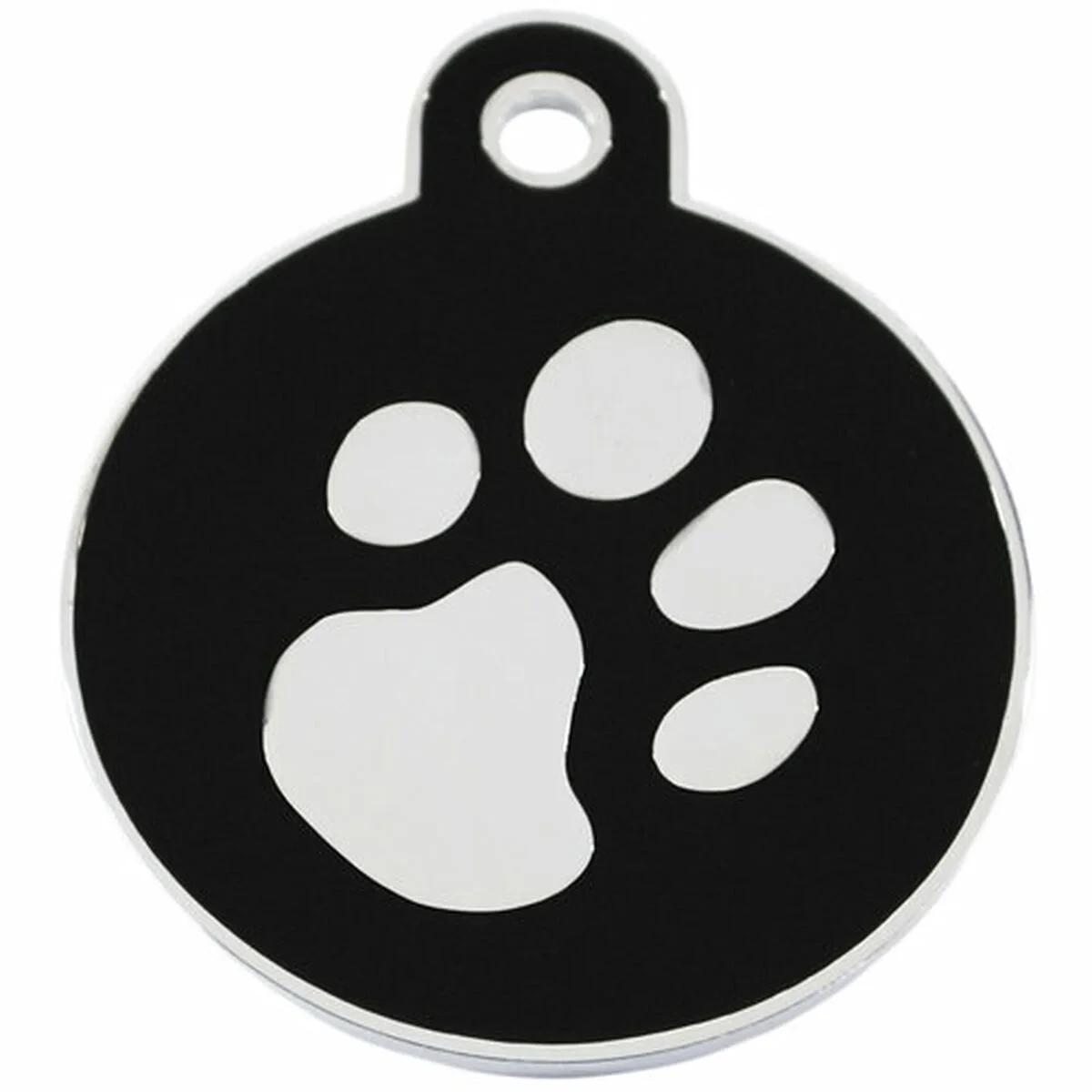 Placa identificativa para collar Imarc Circle Negro Plateado