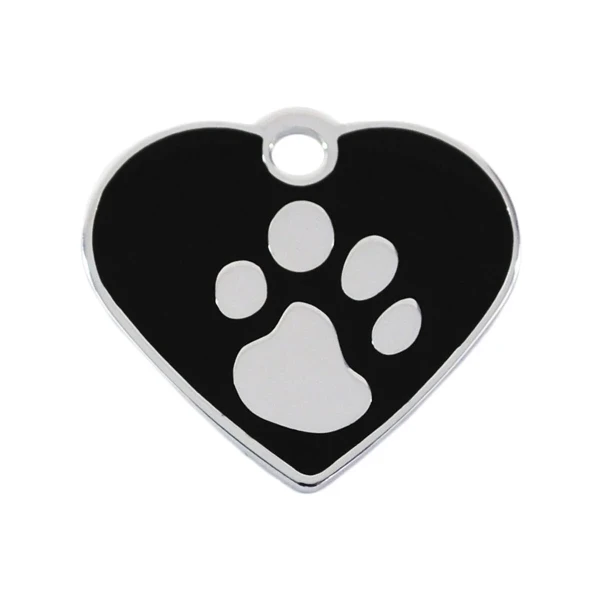 Placa identificativa para collar Imarc Heart Negro Plateado
