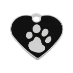 Placa identificativa para collar Imarc Heart Negro Plateado
