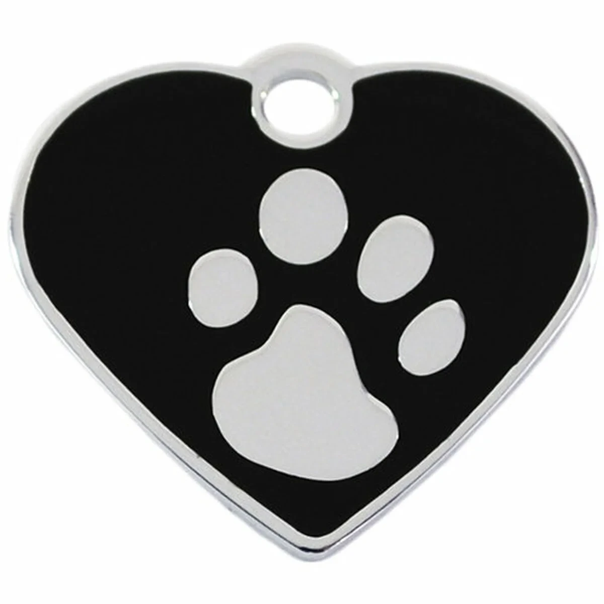 Placa identificativa para collar Imarc Heart Negro Plateado
