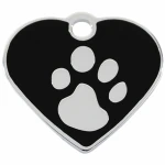 Placa identificativa para collar Imarc Heart Negro Plateado