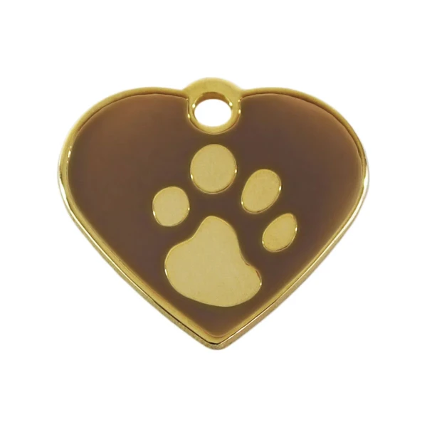 Placa identificativa para collar Imarc Heart Marrón Dorado