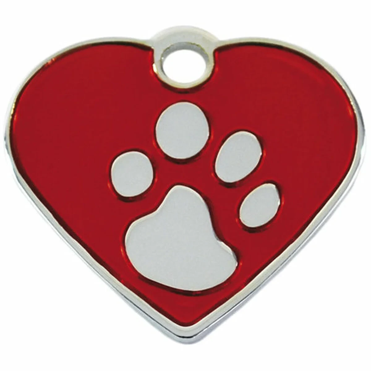 Placa identificativa para collar Imarc Heart Rojo Plateado