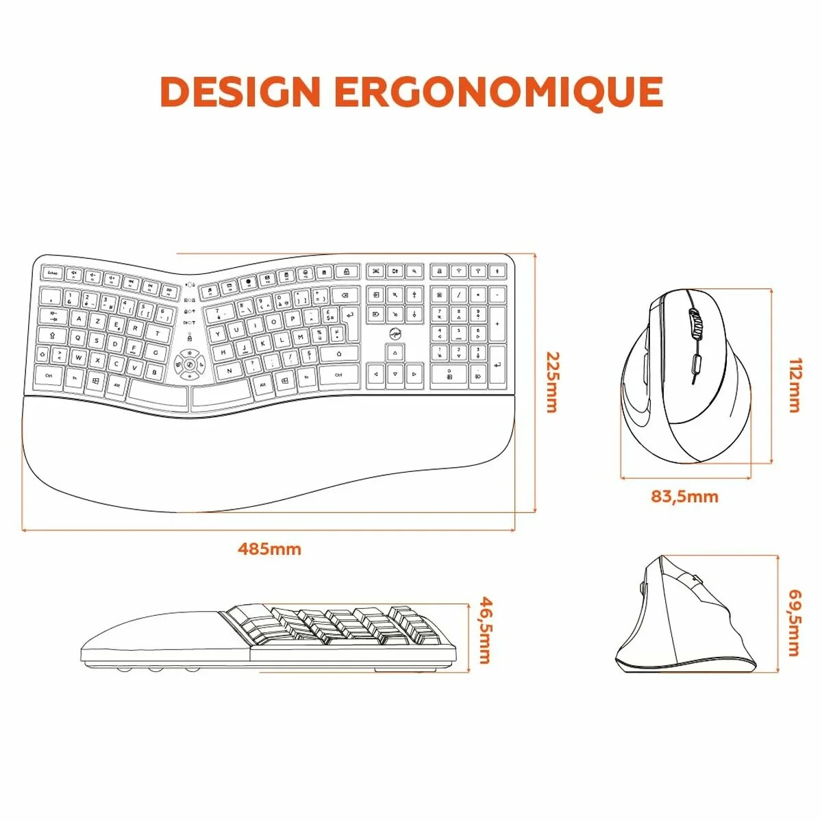 Teclado y Ratón Mobility Lab Ergo C30W Negro