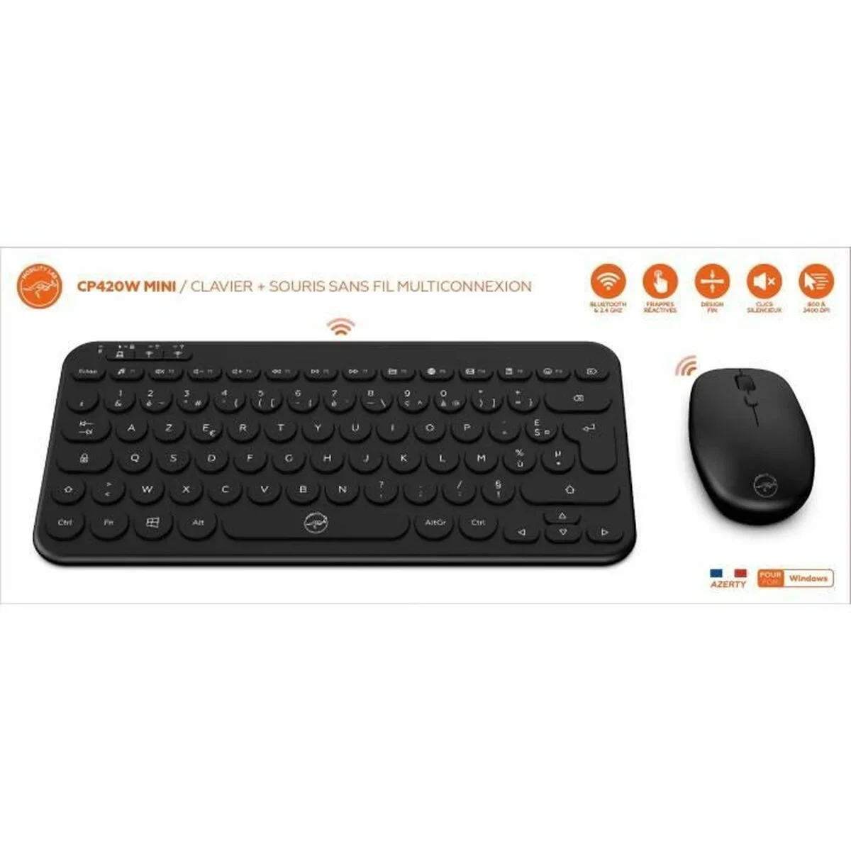 Teclado y Ratón Mobility Lab CP420W Mini Negro AZERTY