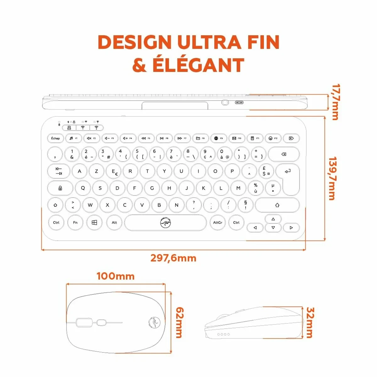 Teclado y Ratón Mobility Lab CP420W Mini Negro AZERTY