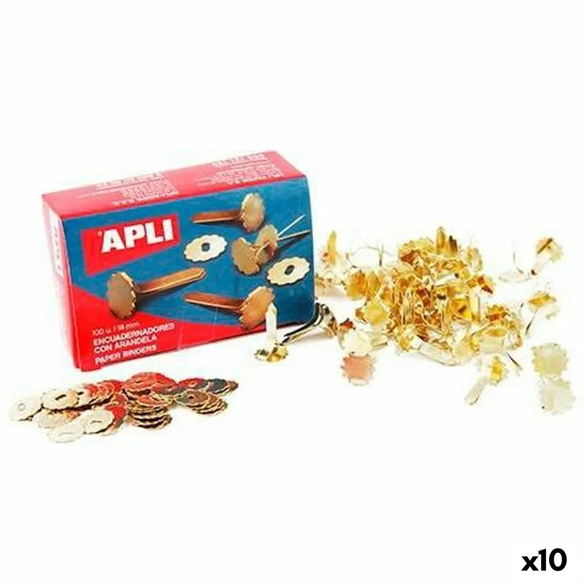 Encuadernadores metálicos Apli Dorado 100 Piezas (10 Unidades)