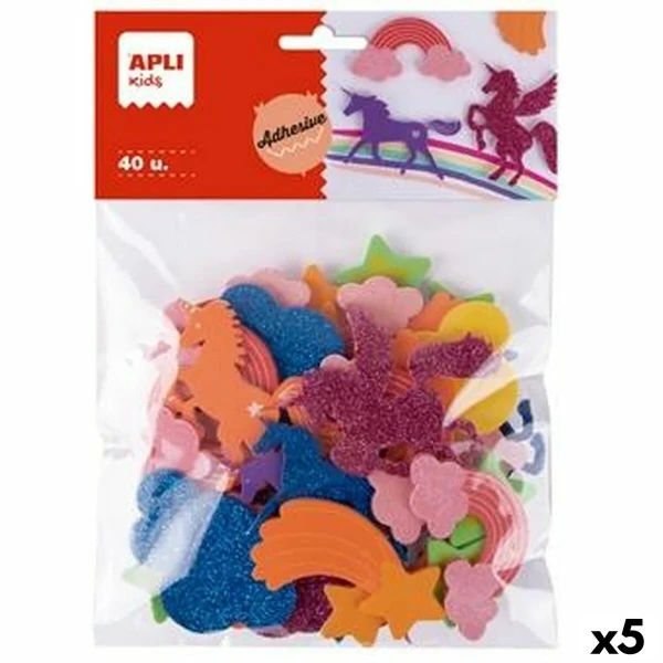 Goma Eva Apli Multicolor Goma Eva unicornios (40 Piezas) (5 Unidades)