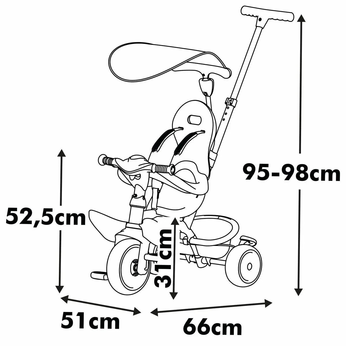 Triciclo Smoby Paseo para bebés Rosa