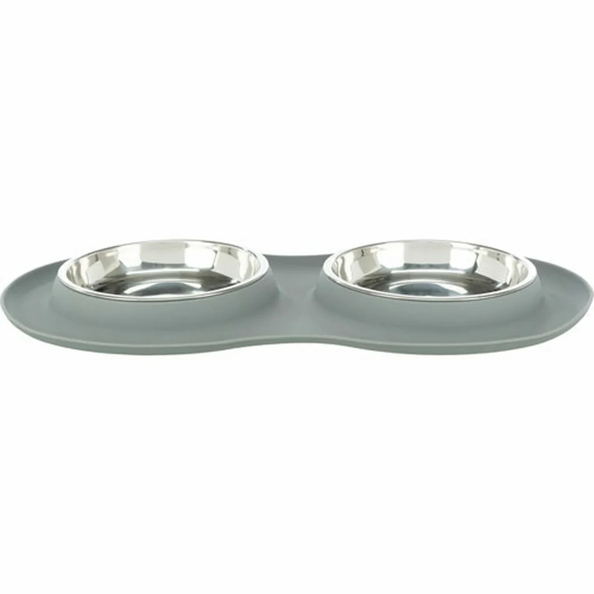 Comedero para Perro Trixie Gris Acero Inoxidable Ø 16 cm Doble 2 × 0,3 L 47 × 3 × 26 CM