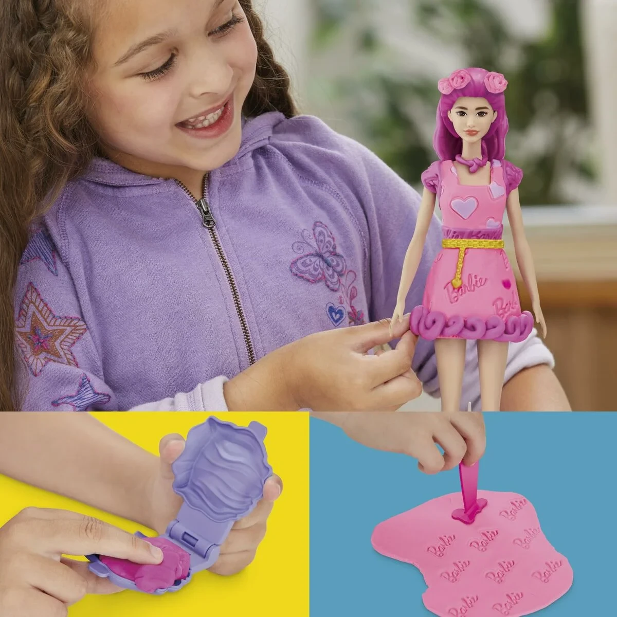 Juego de Plastilina Play-Doh Barbie Hearts & Hair Multicolor