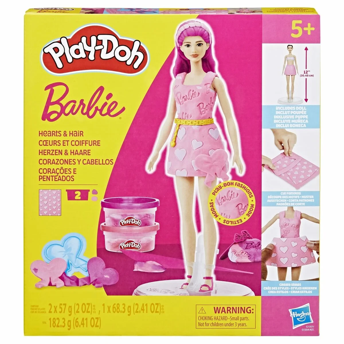 Juego de Plastilina Play-Doh Barbie Hearts & Hair Multicolor