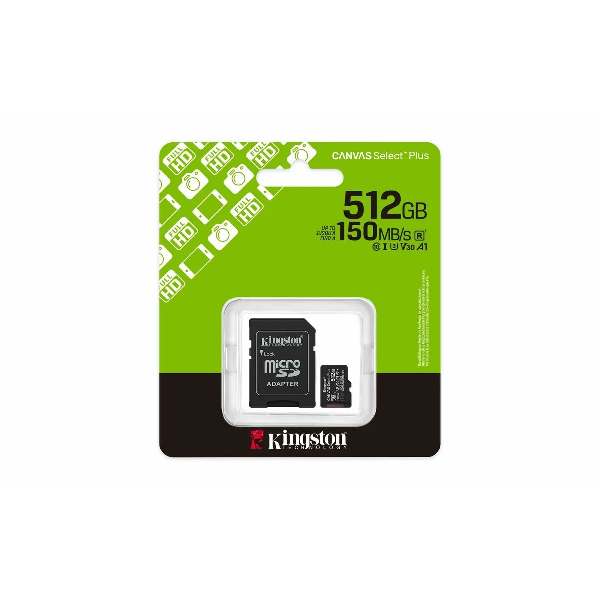 Tarjeta de Memoria Micro SD con Adaptador Kingston CANVAS Select Plus 512 GB