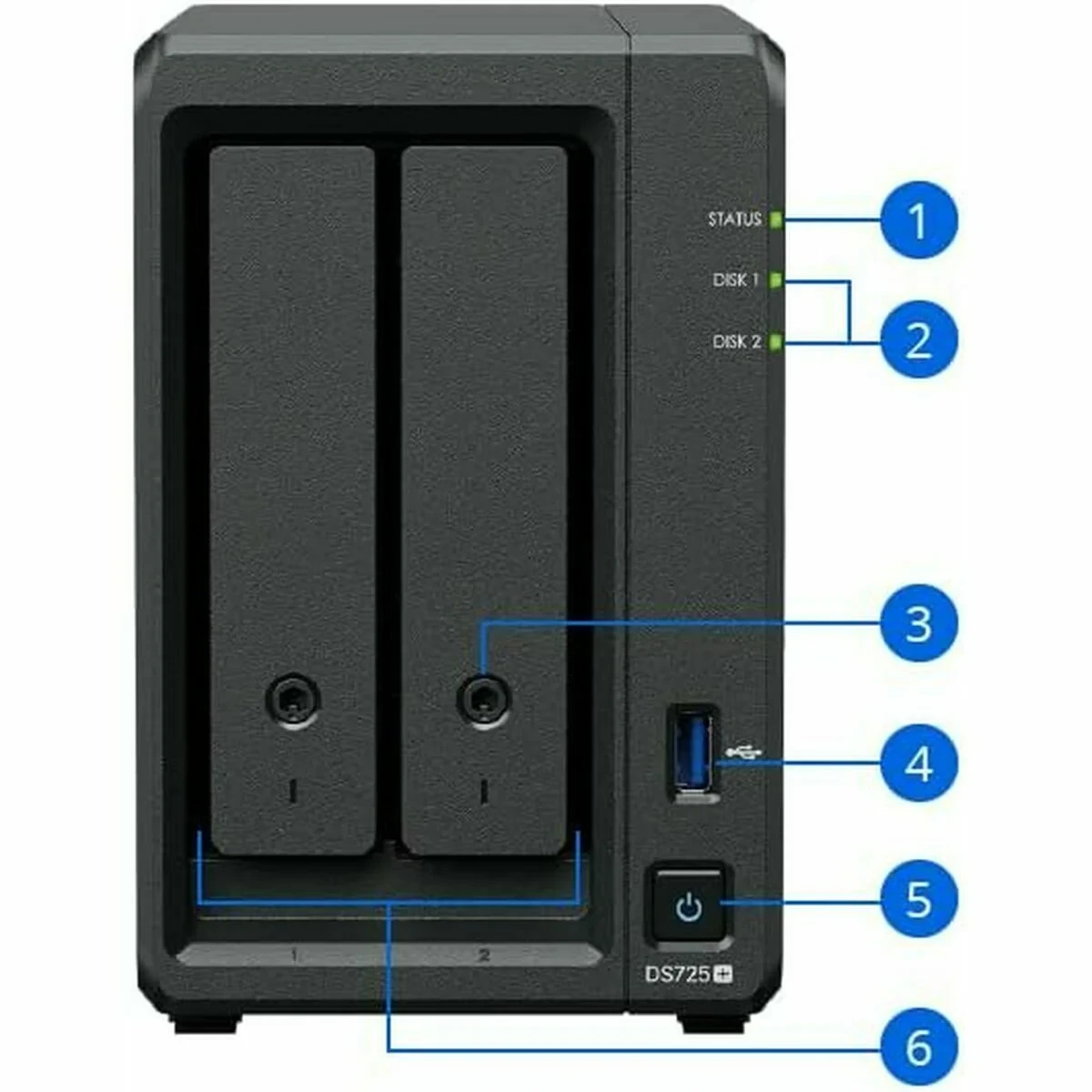 Almacenamiento en Red NAS Synology DS725+ Negro AMD Ryzen R1600