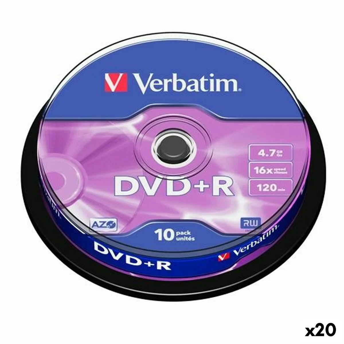 DVD+R Verbatim 4,7 GB 16x 10 Piezas (20 Unidades)