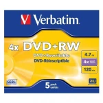 DVD+RW Verbatim 4,7 GB 4x 5 Piezas (20 Unidades)