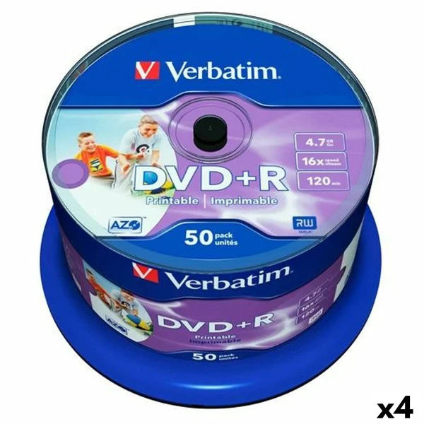 DVD+R Verbatim   4,7 GB 16x 50 Piezas (4 Unidades)