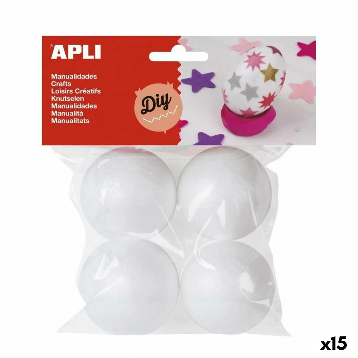 Material para Manualidades Apli Ø 50 mm Bola Blanco (15 Unidades)