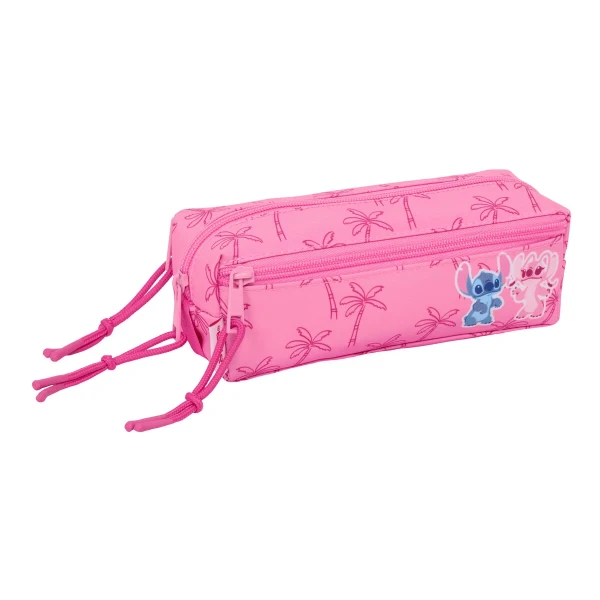 Portatodo Triple Lilo & Stitch Chill Rosa Menta 22 x 8,5 x 6 cm